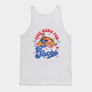 Just Here For The Tacos Sunglasses American Flag 4th Of July Tank Top